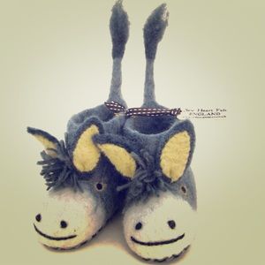 Darci Donkey Infant Felted Wool Slippers